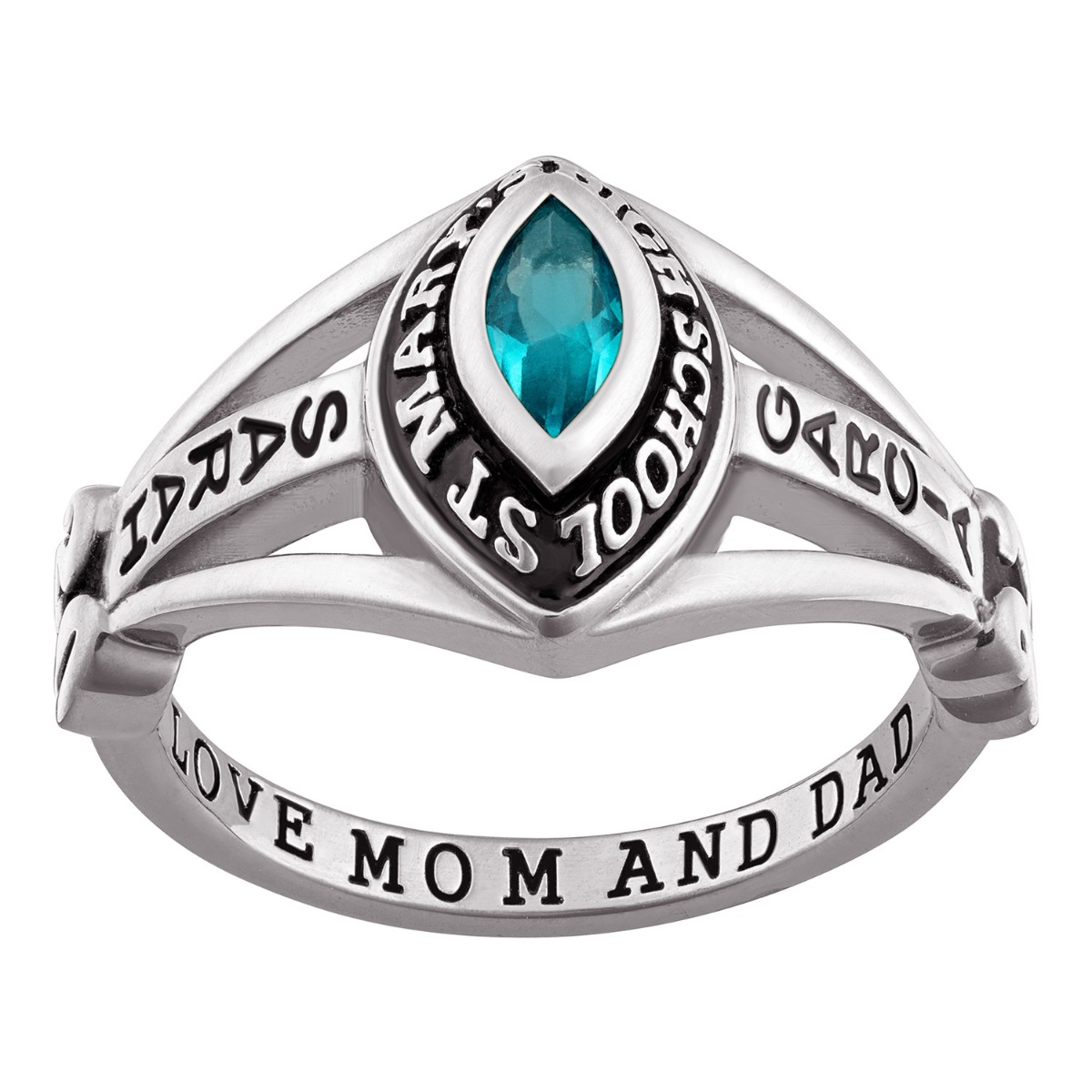 Sterling Silver Traditional Marquise Ladies Class Ring