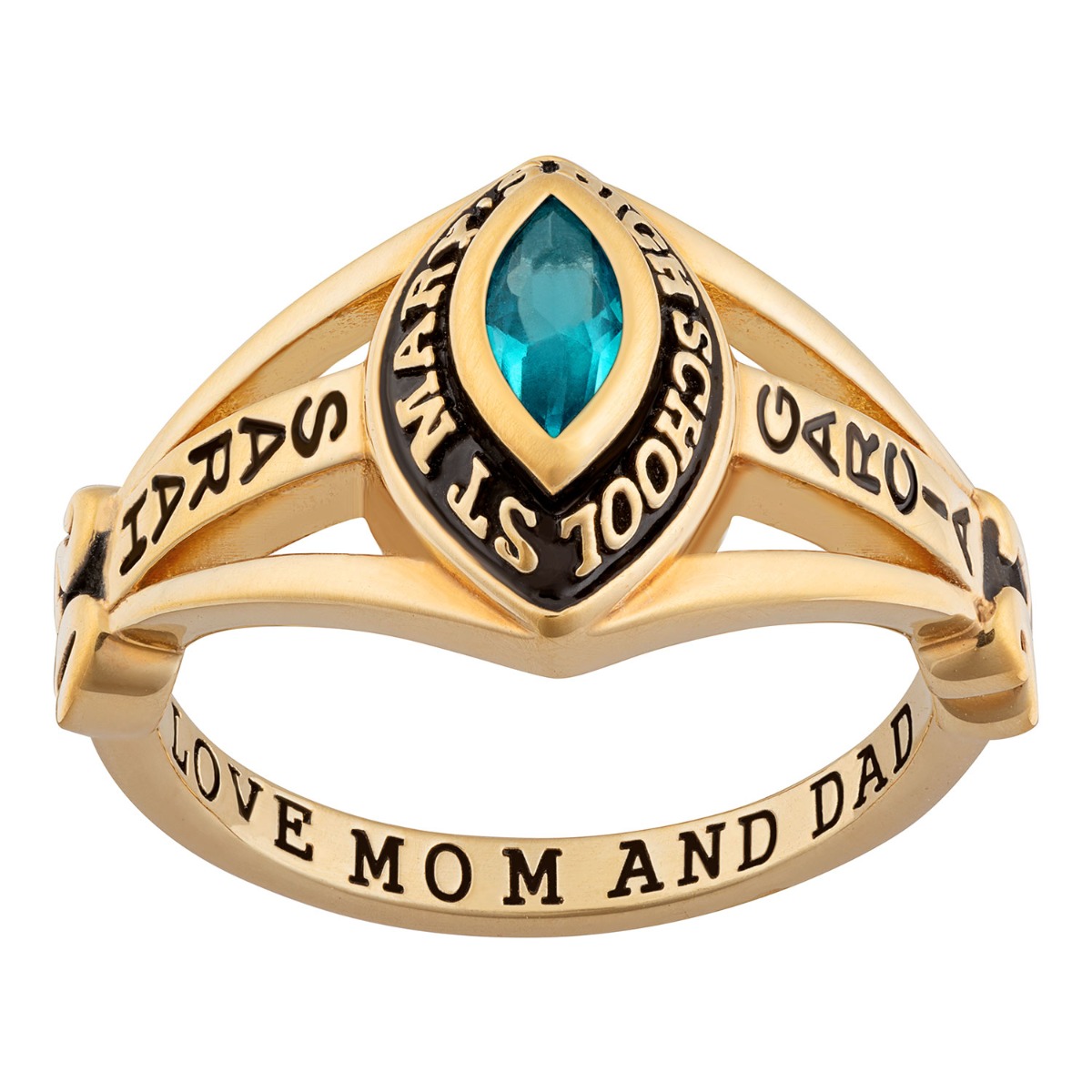 14K Gold over Sterling Traditional Marquise Ladies Class Ring