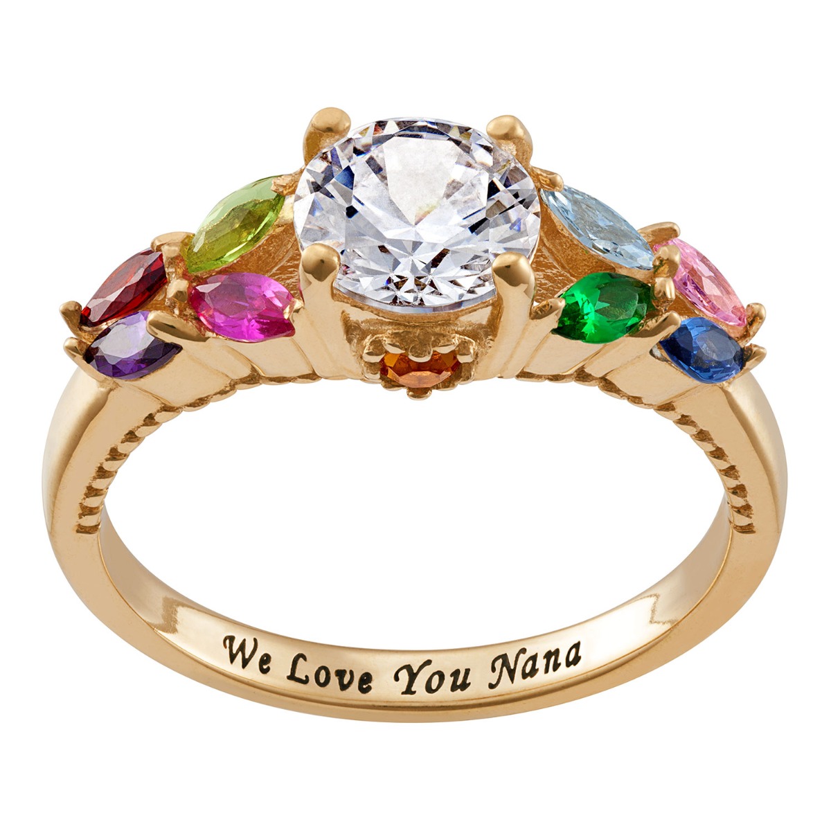 14K Gold over Sterling Personalized Mother's and Family Ring