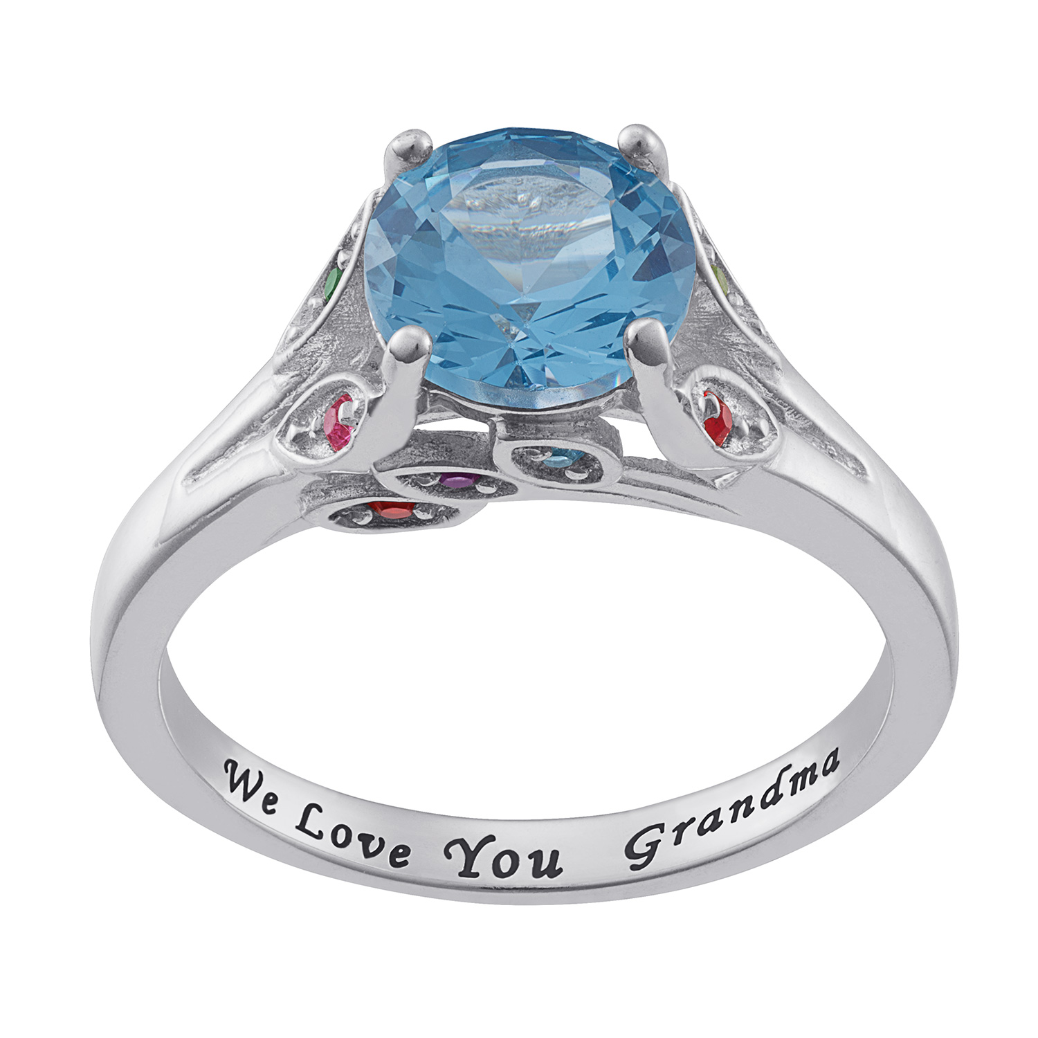 Sterling Silver Personalized Mother's and Grandmother's Birthstone Ring