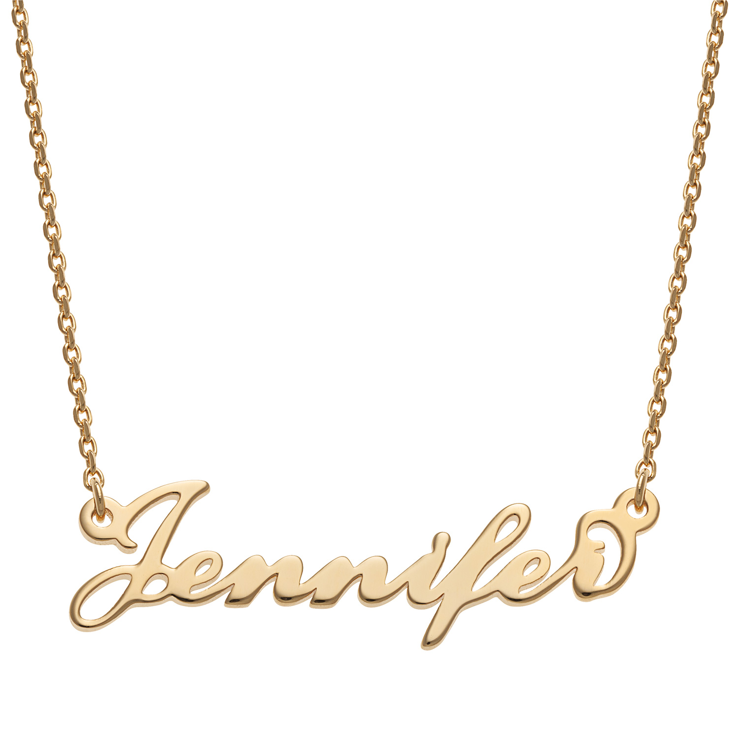 14K Gold over Sterling Petite Silver Script Name Necklace