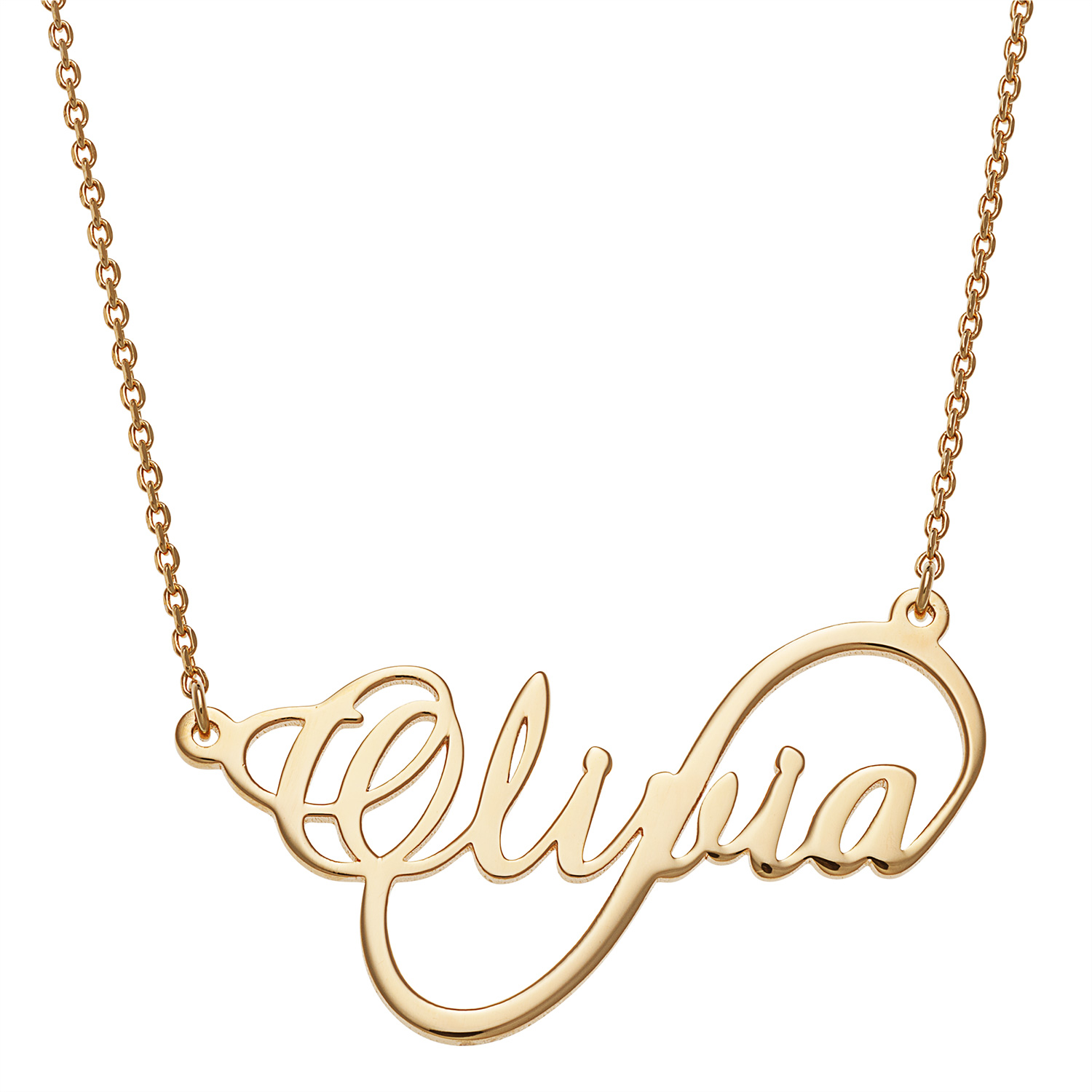 14K Gold Plated Script Name Infinity Necklace