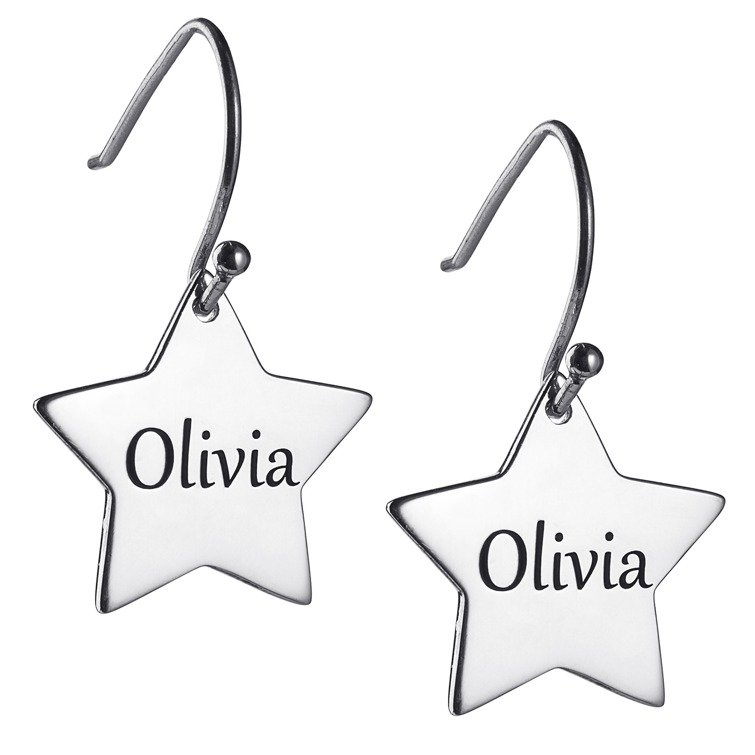 Sterling Silver Personalized Star Dangle Earrings