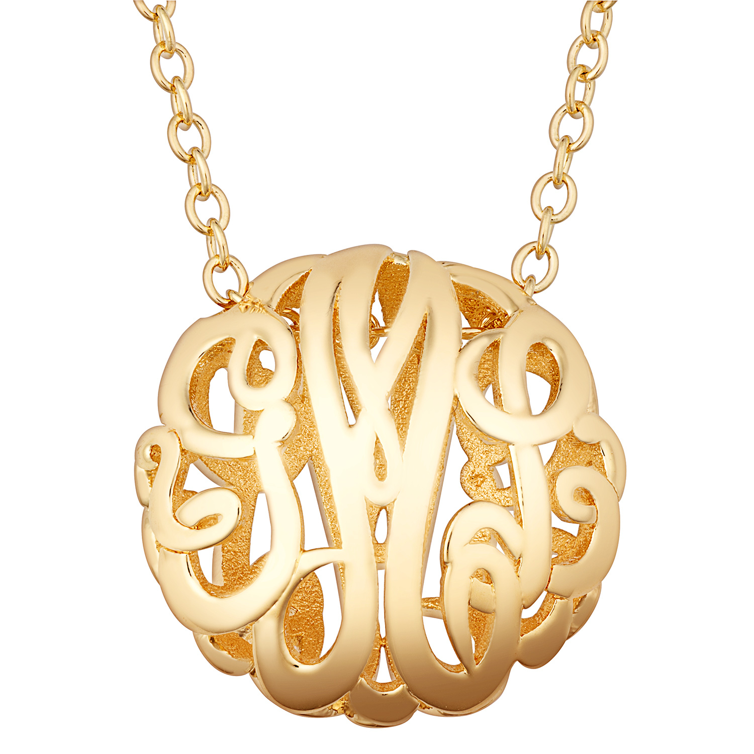 Double Sided 3-D 18x18mm Round Traditional Monogram Unframed Pendant