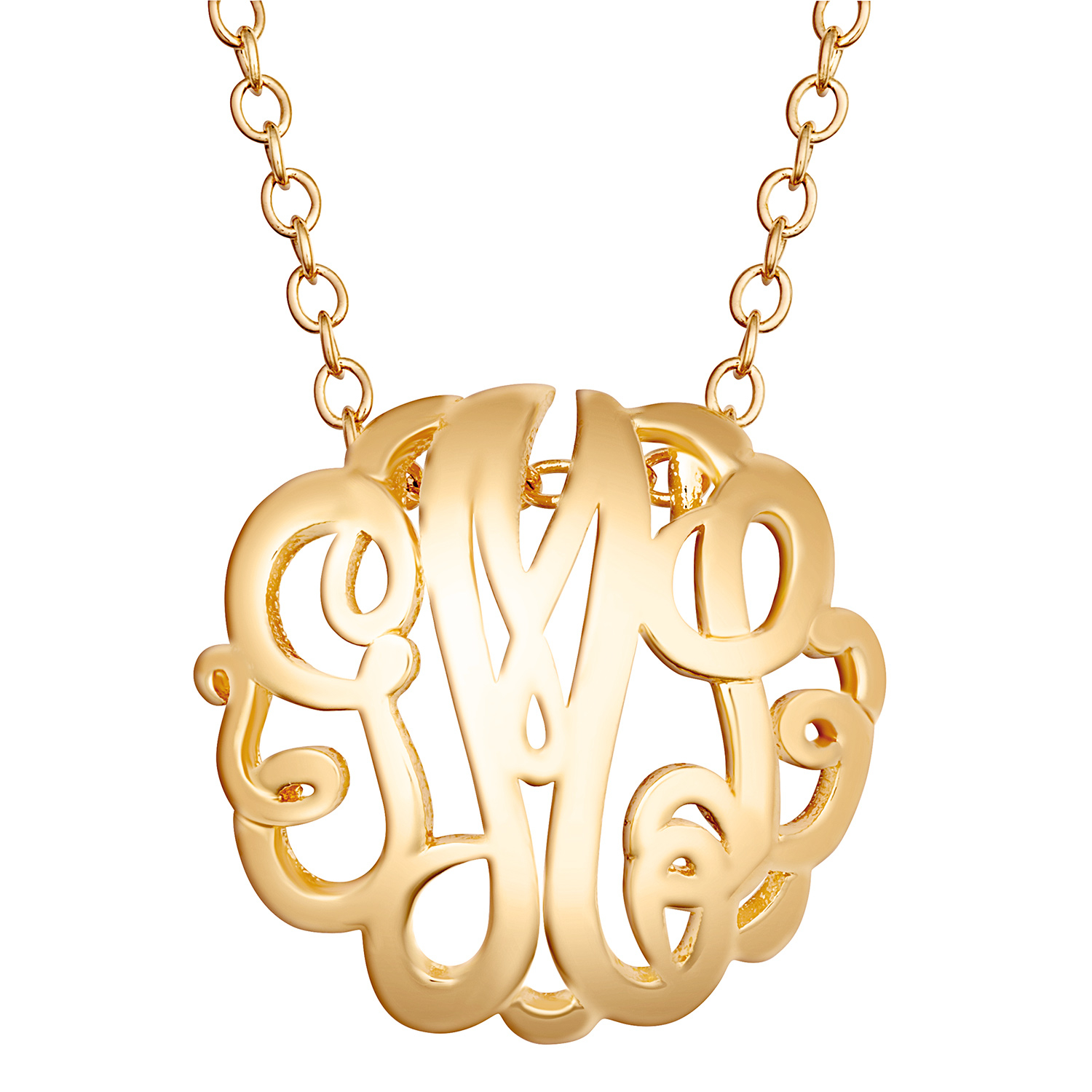 Single Sided 3-D 18x18mm Round Traditional Monogram Unframed Pendant