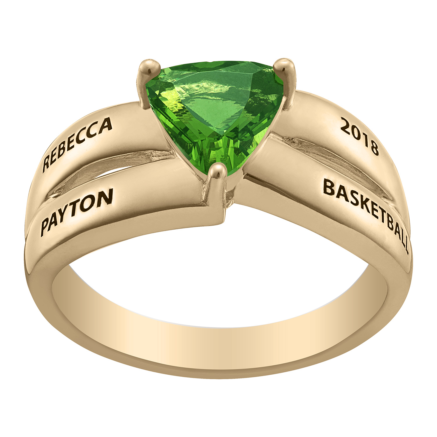 14K Gold over Sterling Trillion-cut Birthstone Class Ring