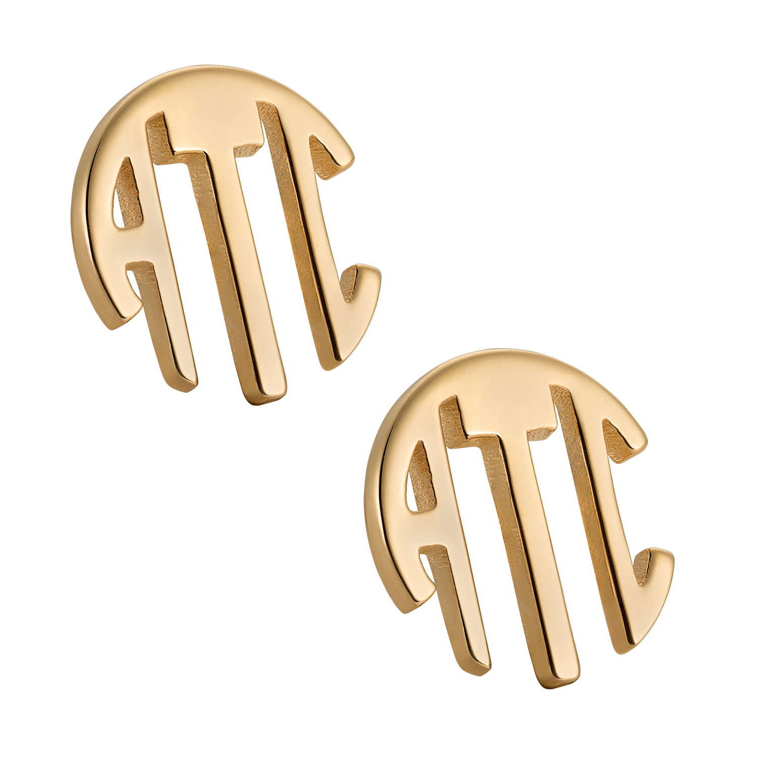 14K Gold over Sterling Circle Monogram Earrings