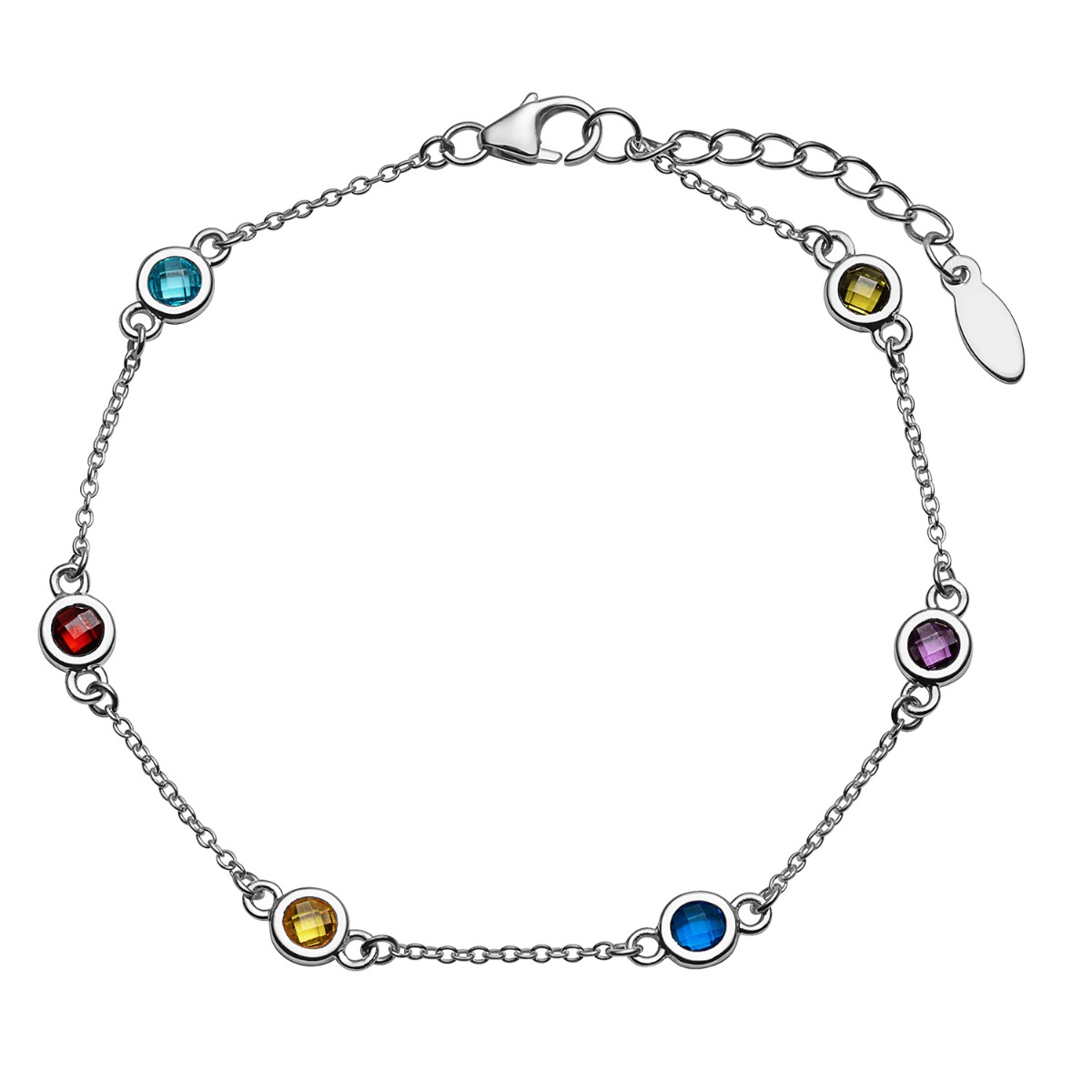 Silver Station Birthstone Anklet - 2 to 6 Stones