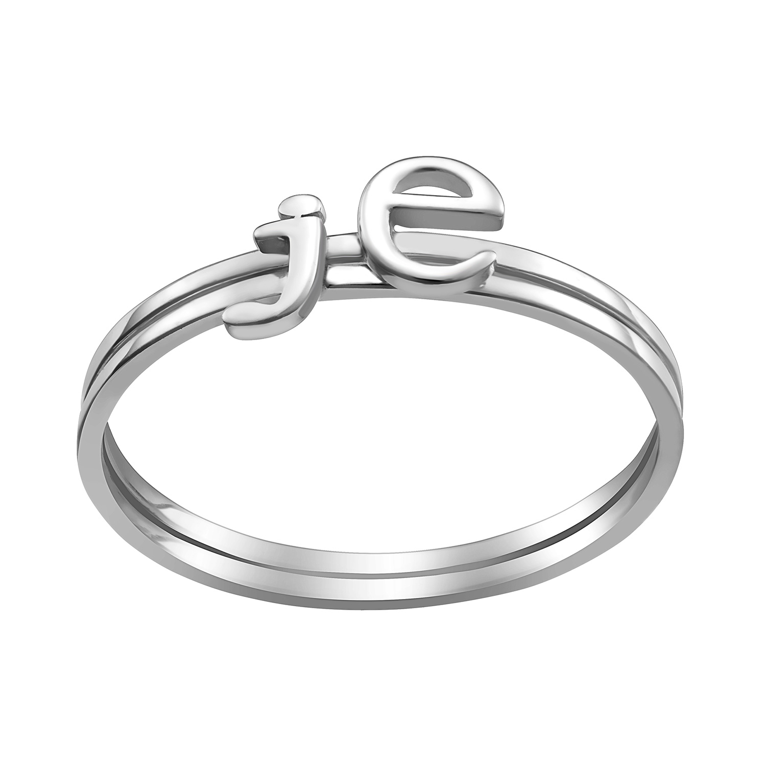Sterling Silver Petite Lowercase Initials Ring - Set of 2