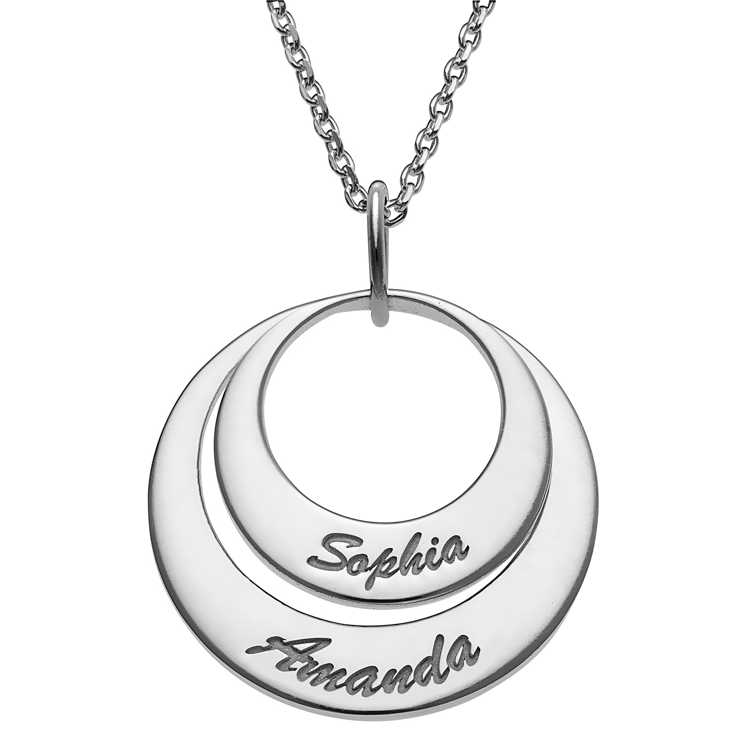 Nesting Circles with Names Necklace - 2 Discs