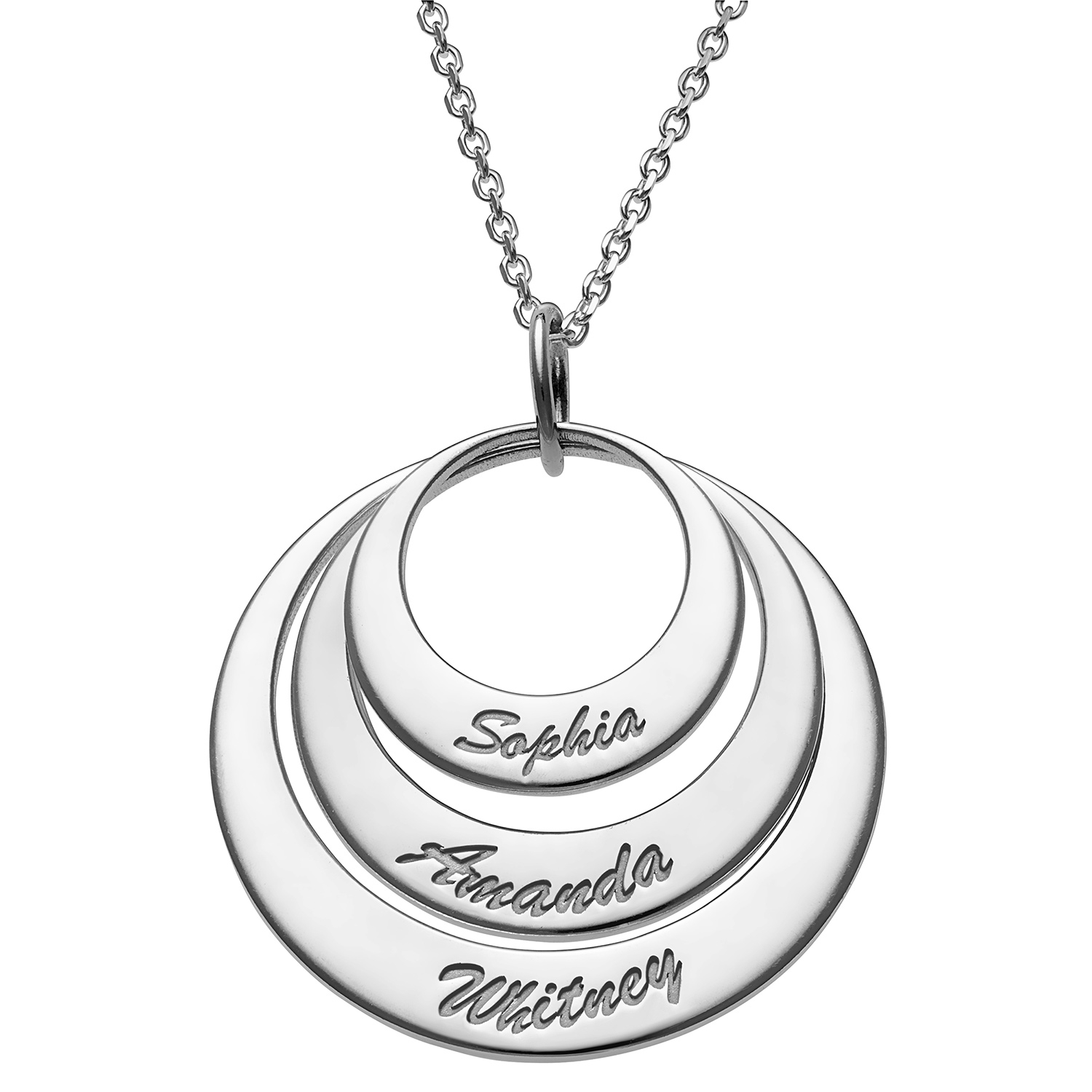 Nesting Circles with Names Necklace - 3 Discs