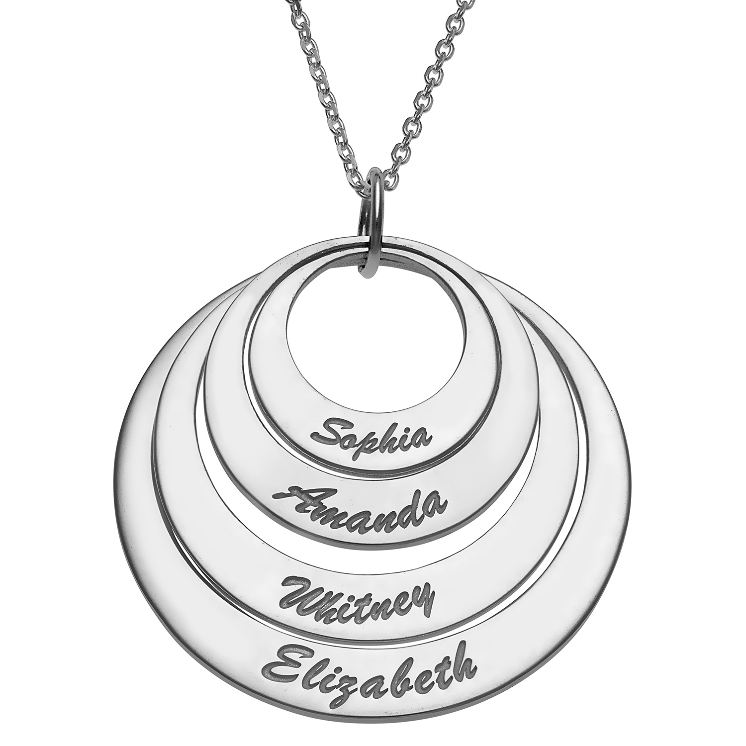 Nesting Circles with Names Necklace - 4 Discs