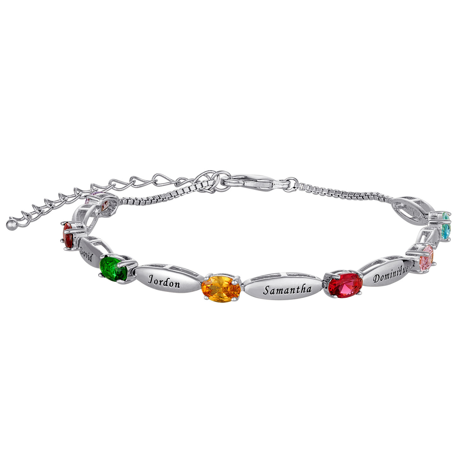 Sterling Silver Mother's Name and Birthstone Bracelet
