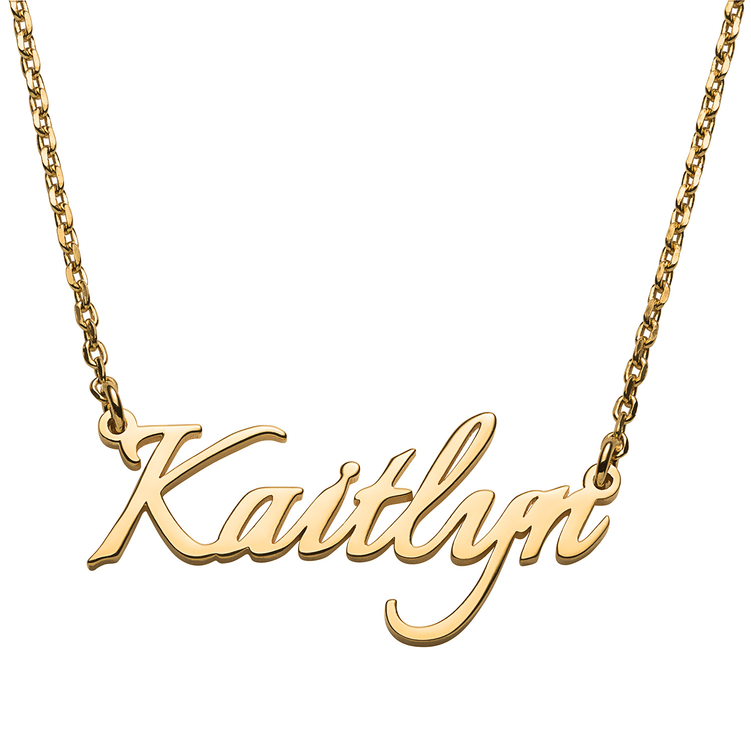14K Gold Plated Petite Fancy Script Name Necklace