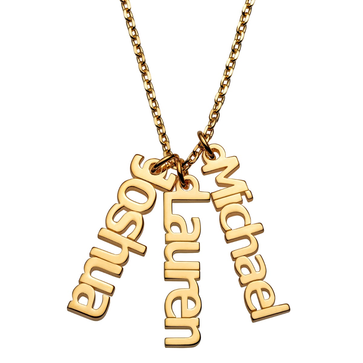 14K Gold over Sterling Petite Vertical Name Necklace - 3 Names