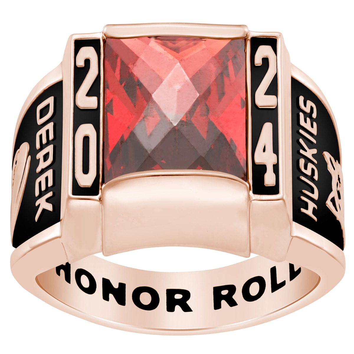 Men's Rose Gold CELEBRIUM Traditional Deco Birthstone Class Ring