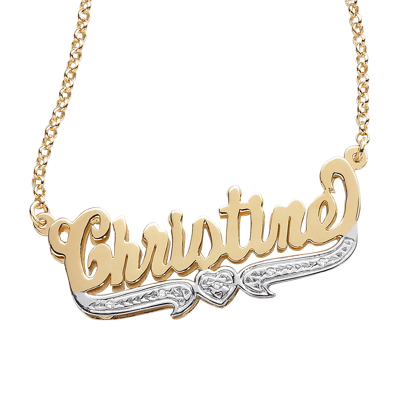 3-D Script Name Necklace with Diamond Accent