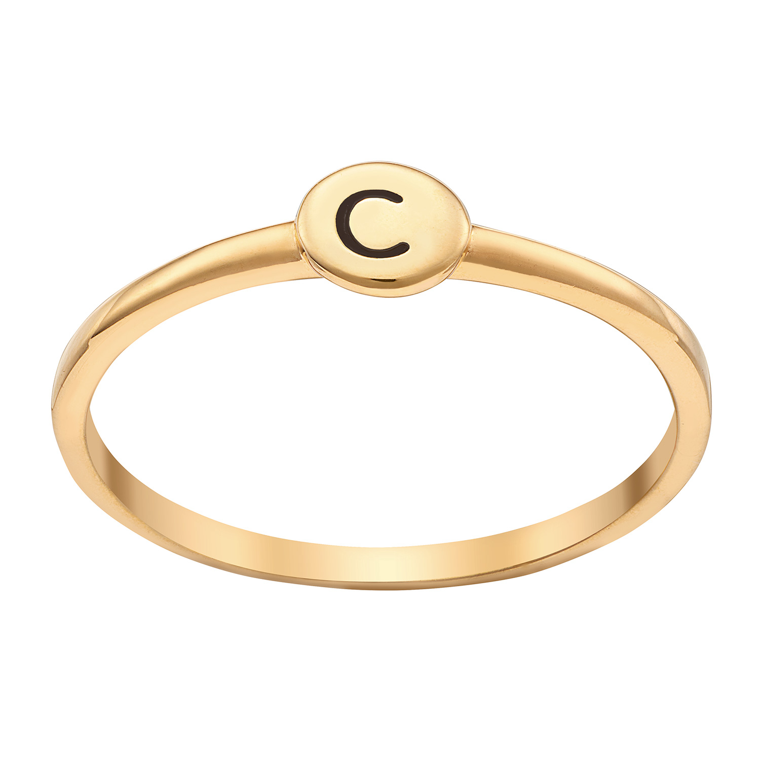 14K Gold over Sterling Petite Round Engraved Initial Ring