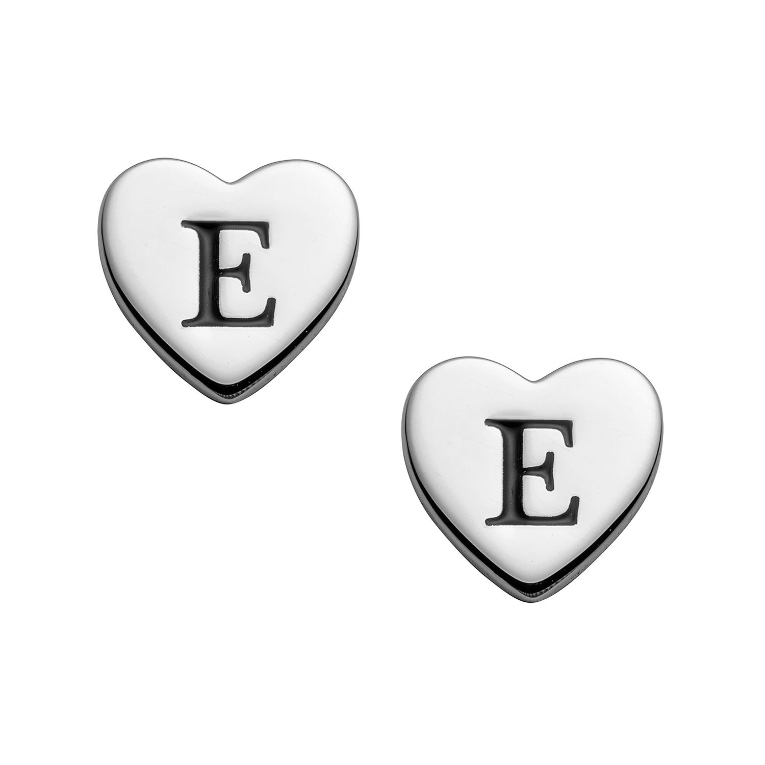 Sterling Silver Petite Engraved Initial Heart Earrings