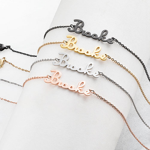 Stainless Steel Fancy Script Name Anklet
