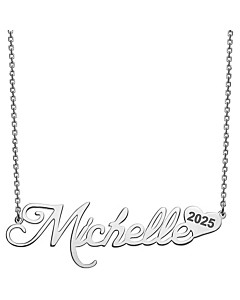 Sterling Silver Name with Graduation Year Heart Necklace