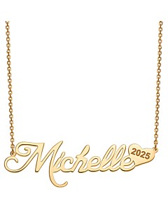 14K Gold over Sterling Name with Graduation Year Heart Necklace