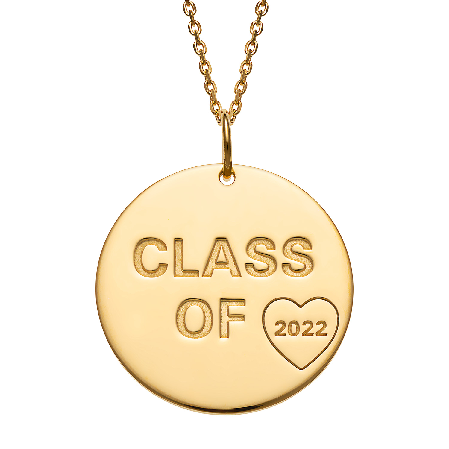 14K Gold over Sterling Graduation Class of Disc Pendant