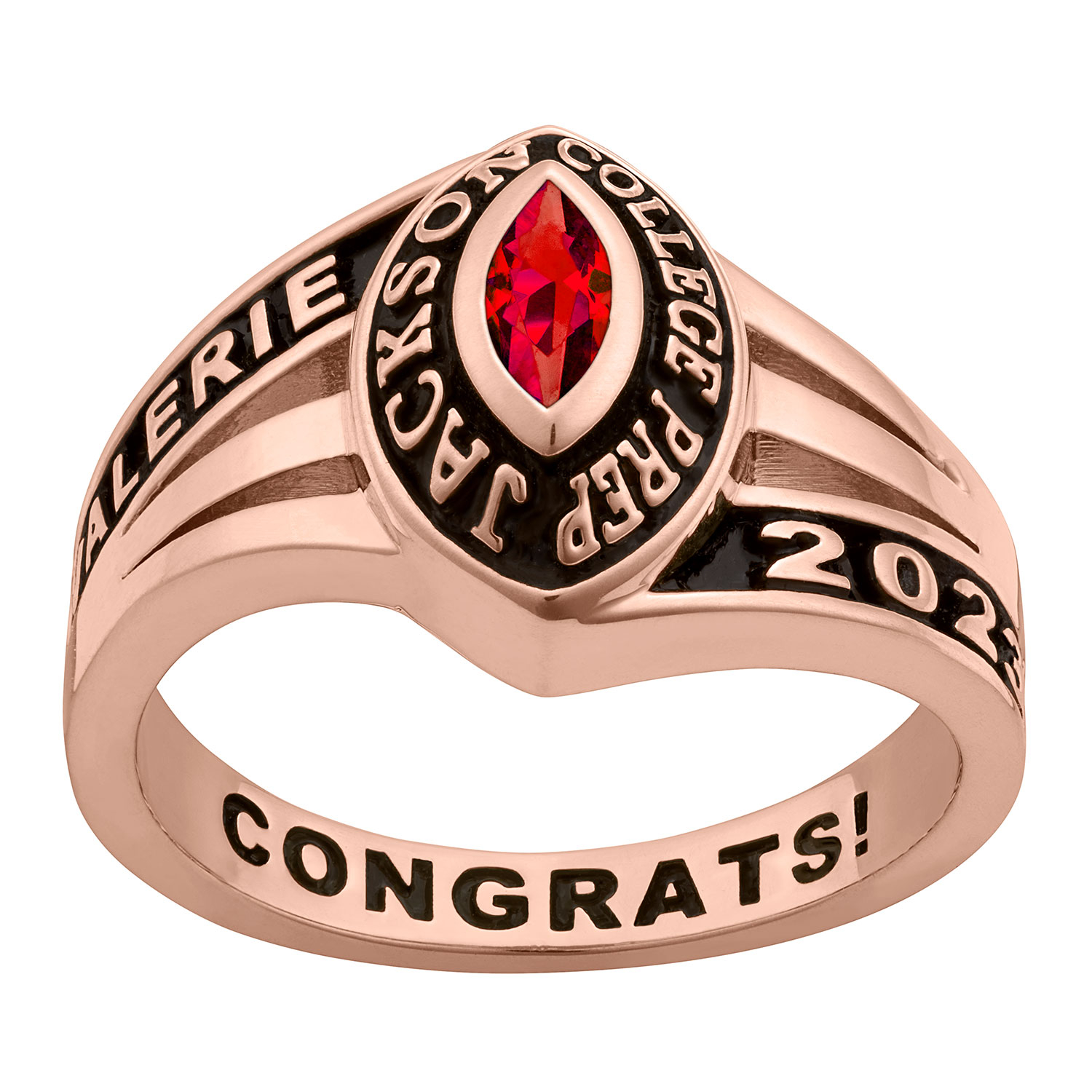 Ladies' 14K Rose Gold over Sterling Birthstone Traditional Class Ring