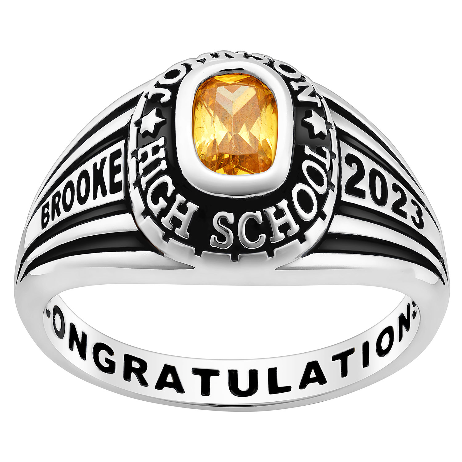 Ladies' Platinum over Sterling Traditional Class Ring