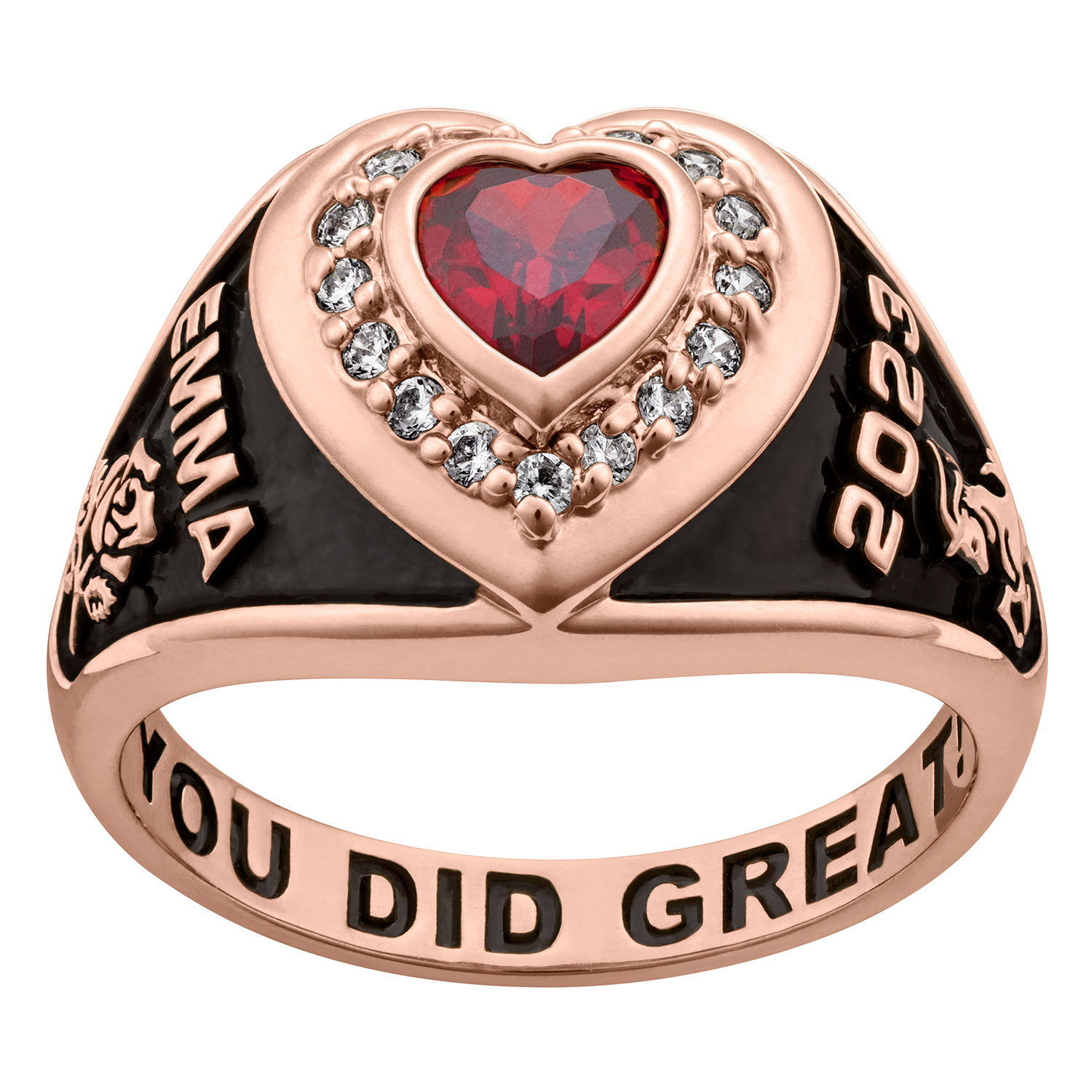 Ladies' Class Ring in Rose Gold Over Celebrium 