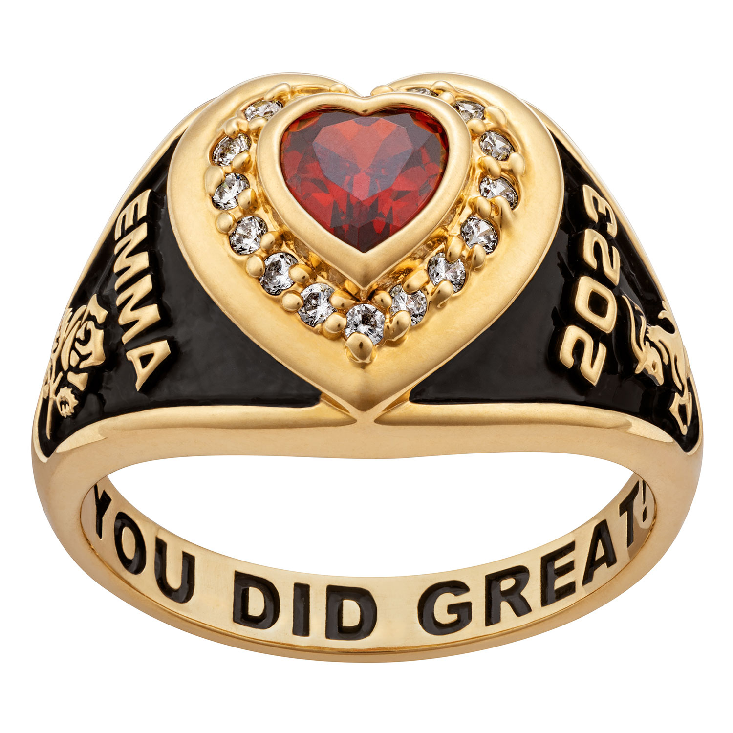 Ladies' 14K Gold over Sterling  CZ Heart Class Ring 
