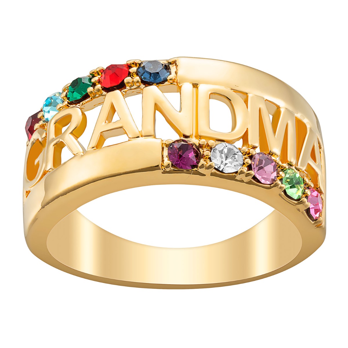 14K Gold over Sterling Grandma Family Birthstone Ring