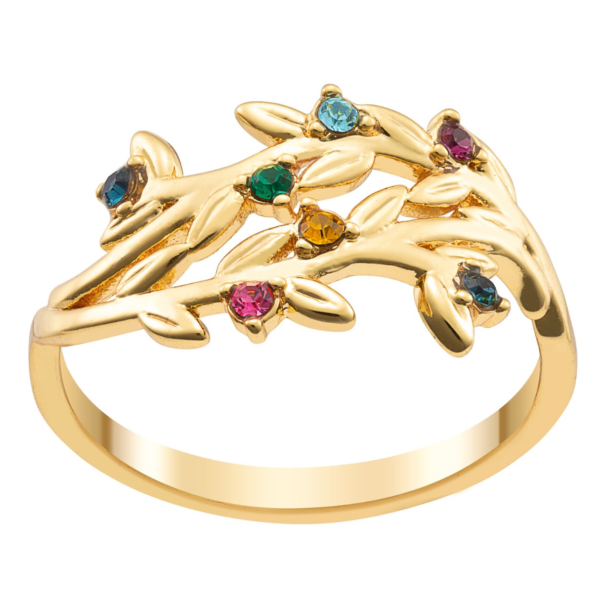 14K Gold Plated Family Flower Birthstone Ring