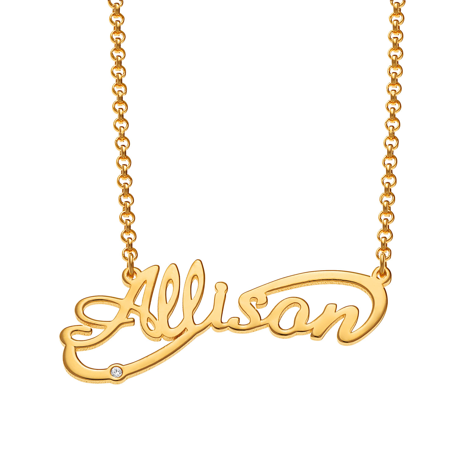 14K Gold over Sterling Script Name Infinity Necklace with Diamond Accent
