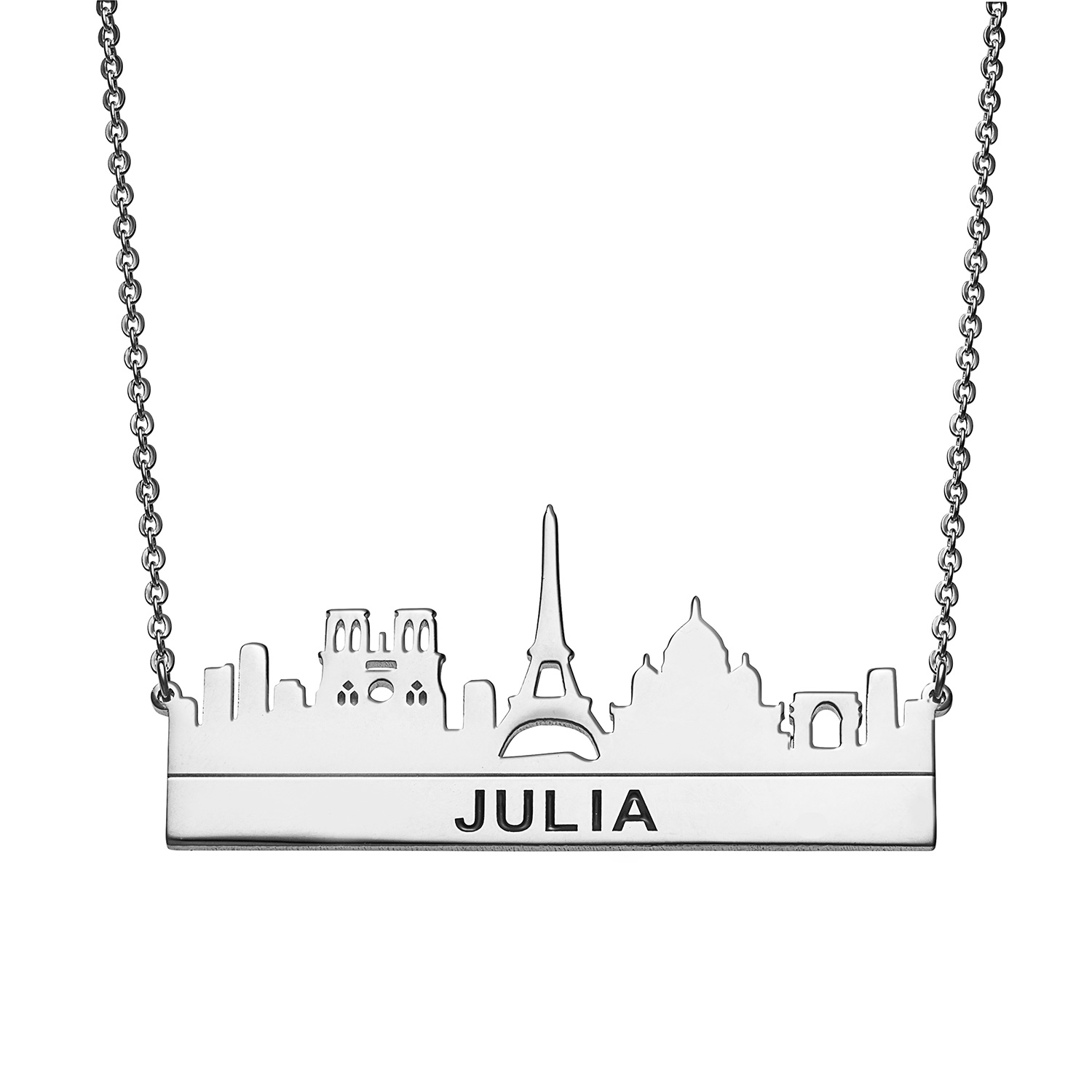 Cityscape Name Necklace Paris Skyline 