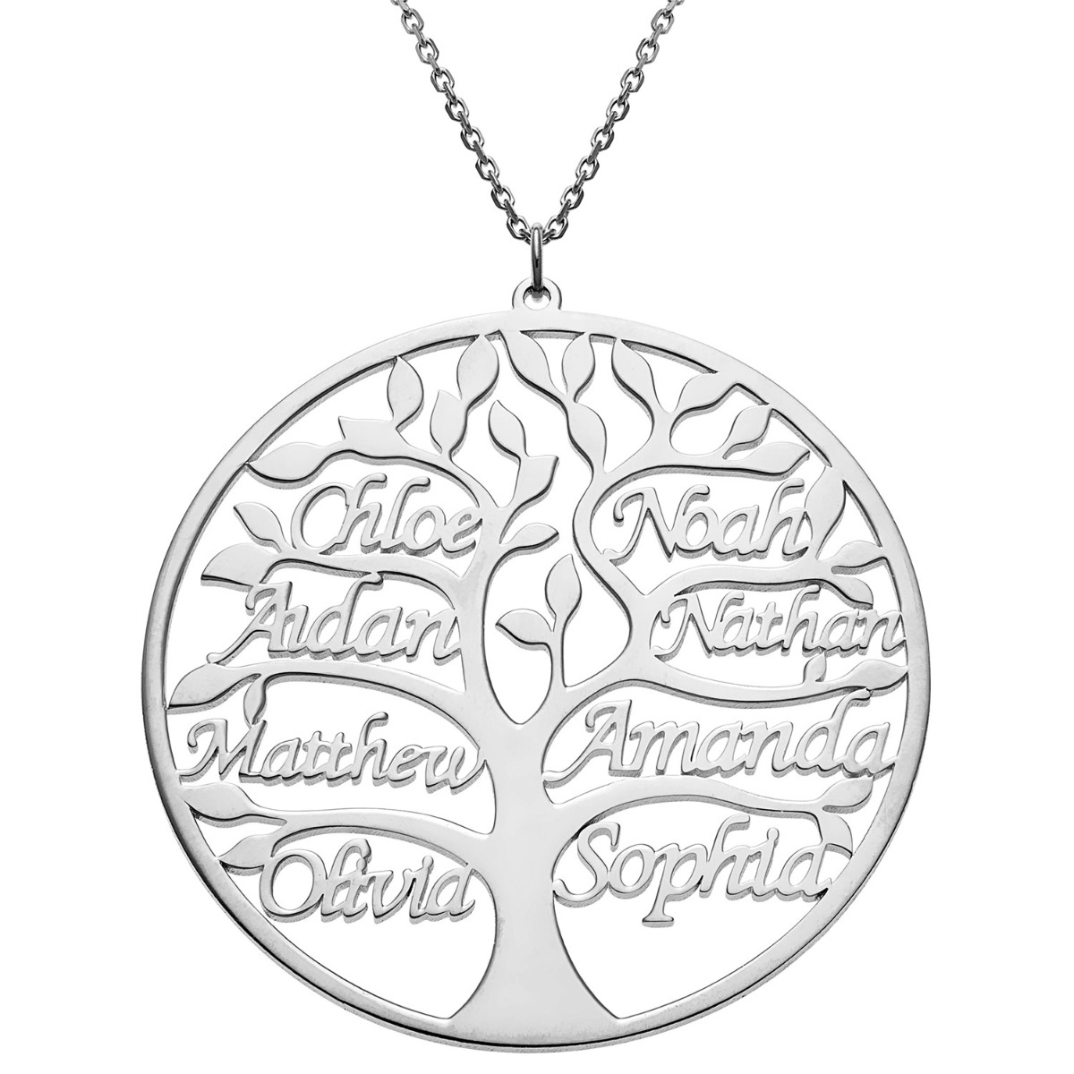 Silver plated family tree necklace