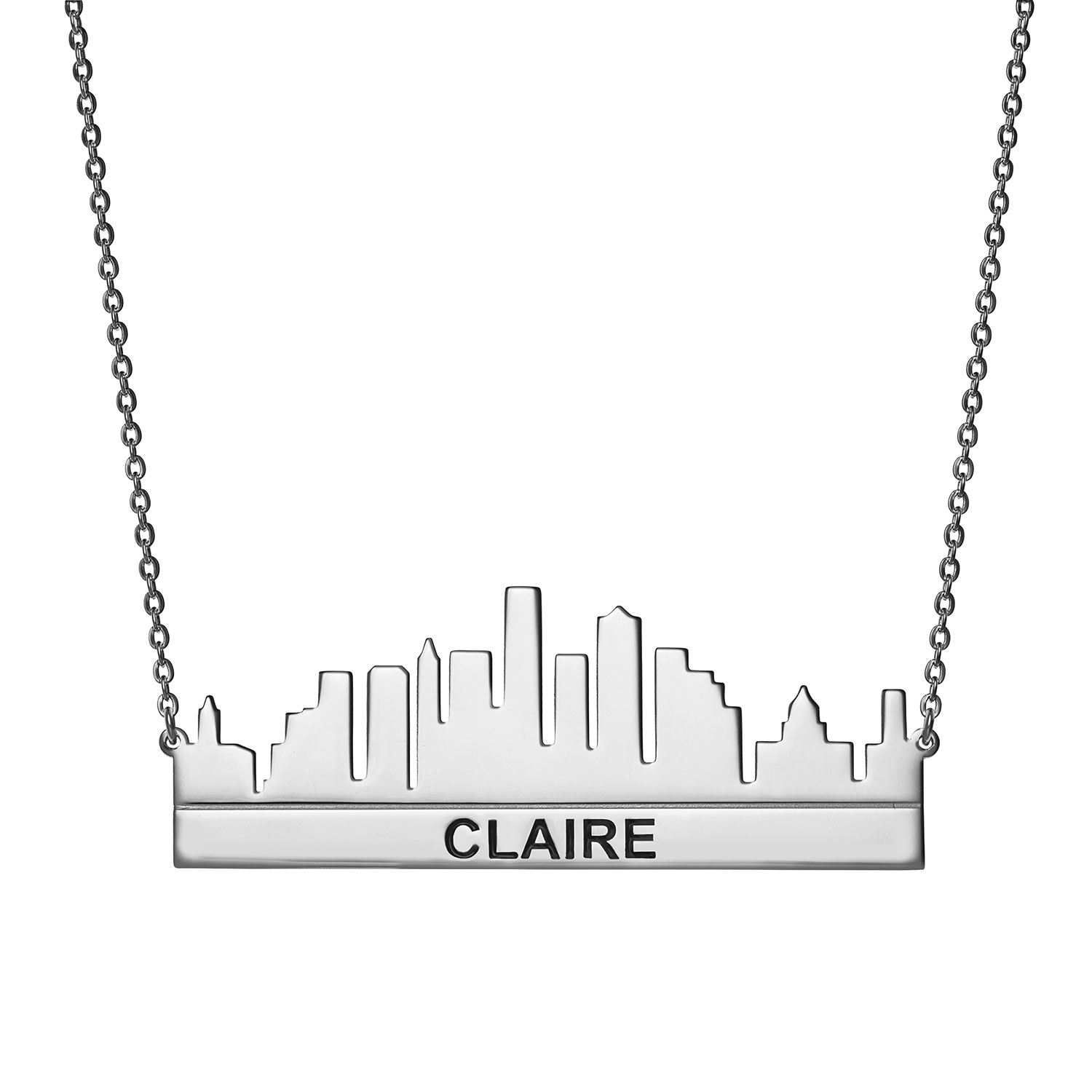 Cityscape Name Necklace Boston Skyline 