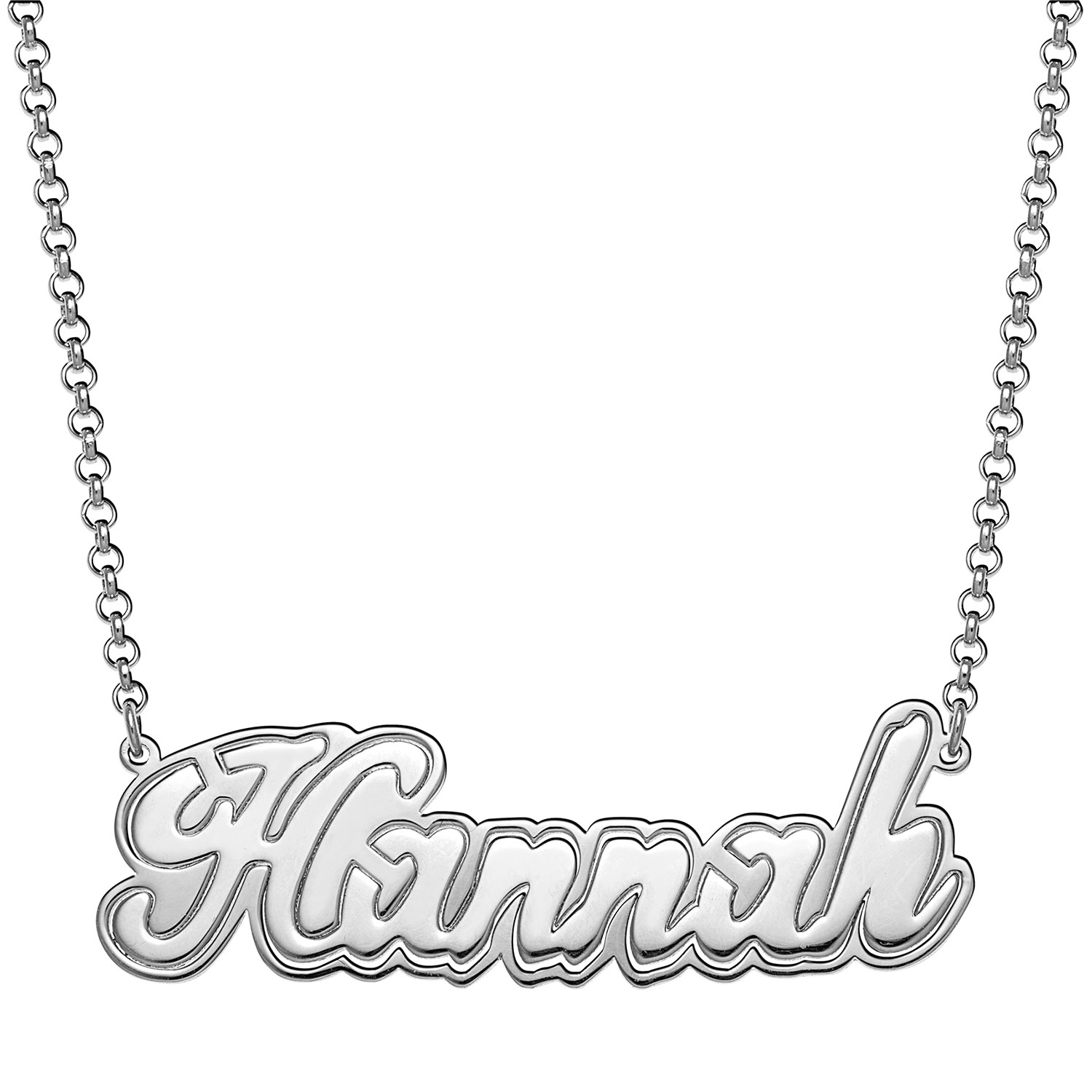 Sterling Silver Name with Outline Necklace