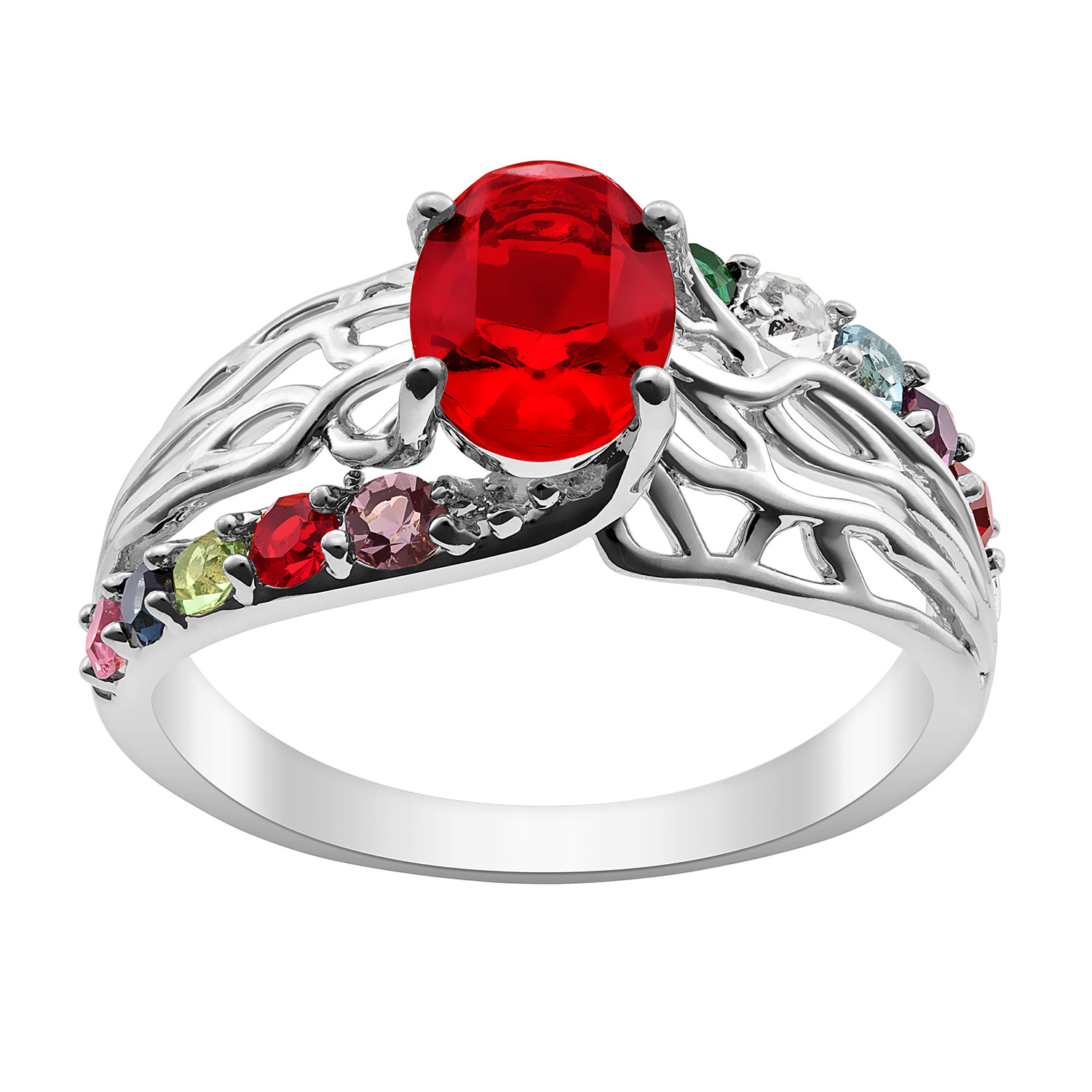 Mother's and Family Oval Birthstone Ring