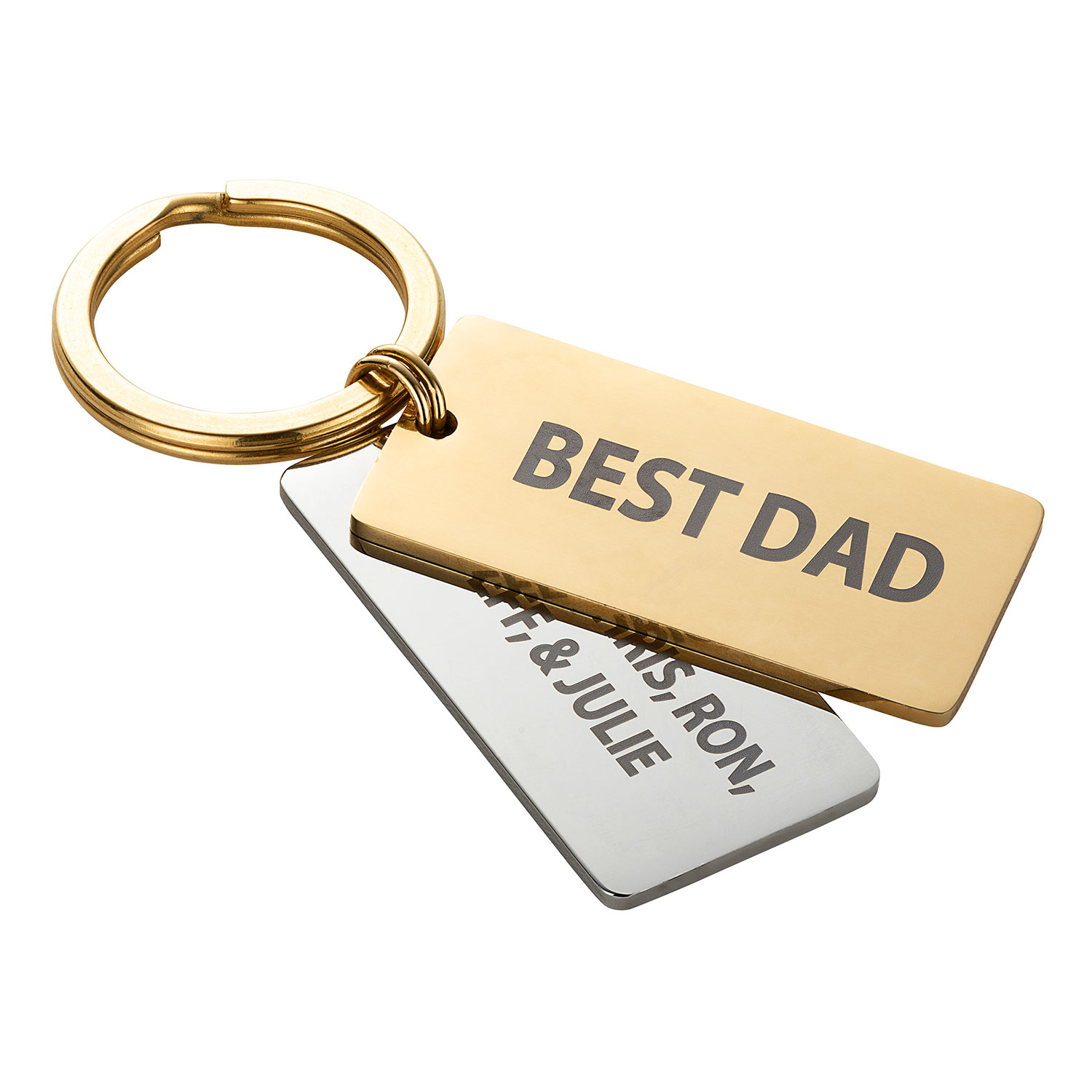 Two Tone Stainless Steel Dog Tag Key Chain