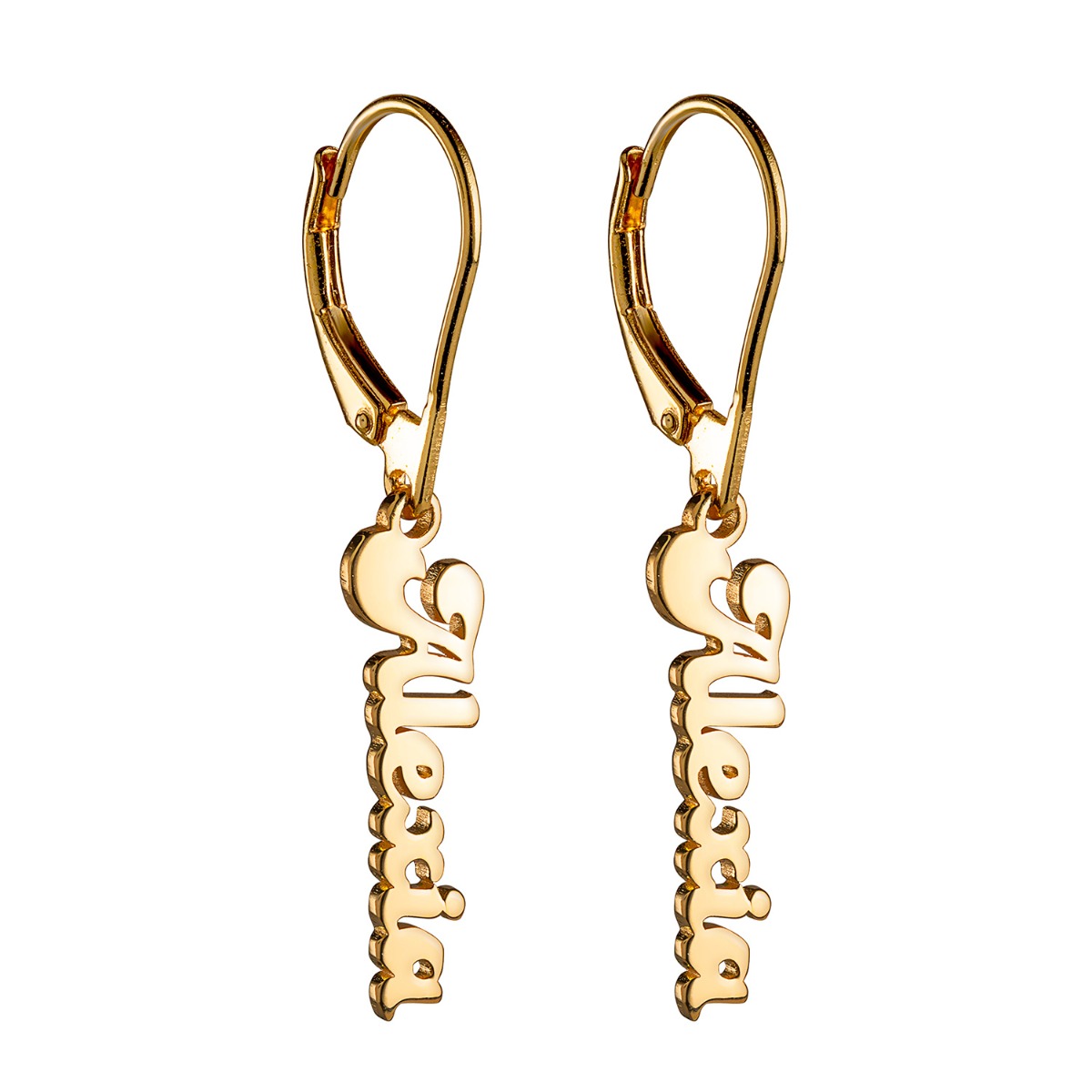14K Gold Plated Personalized Name Dangle Earrings