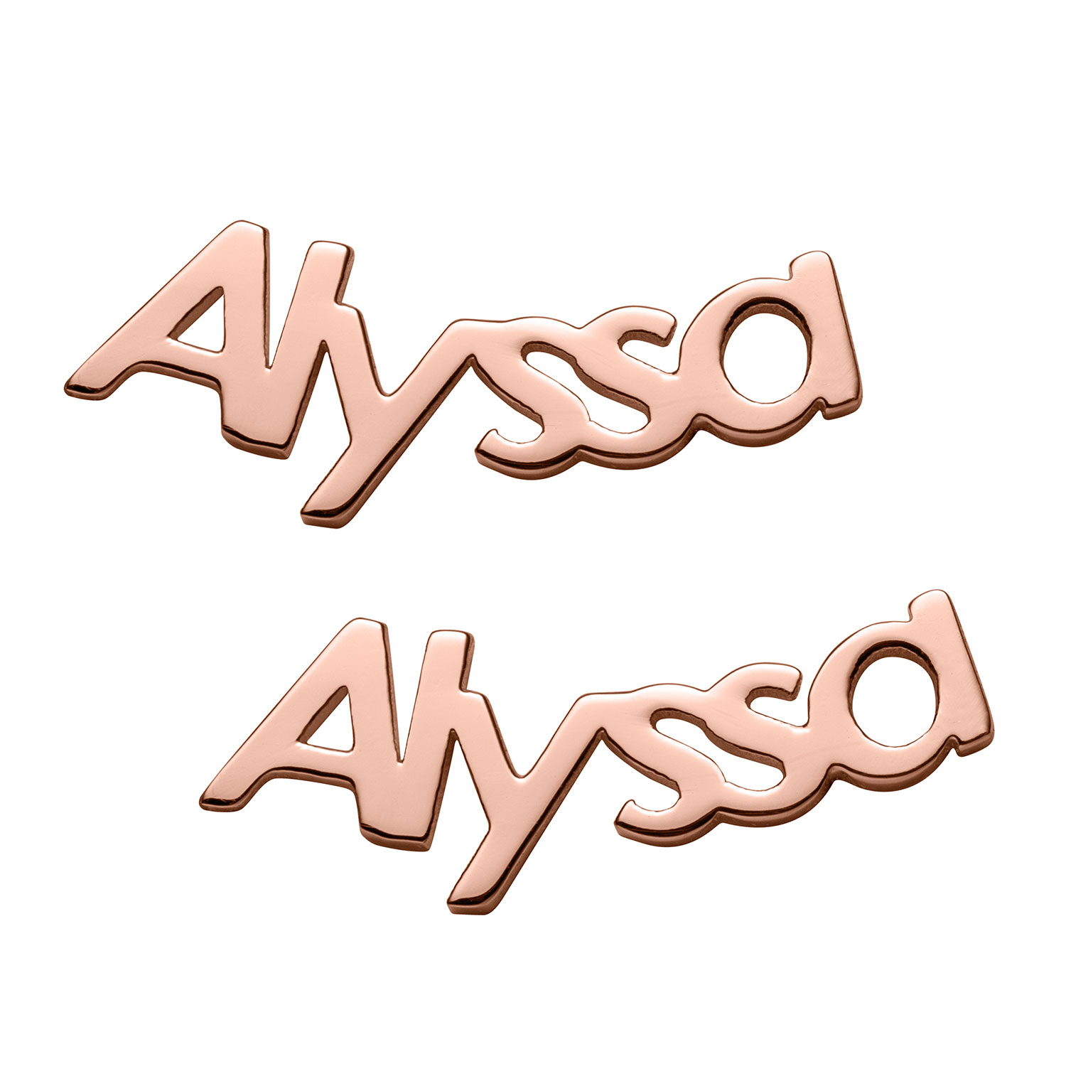 14K Rose Gold over Sterling Personalized Name Crawler Button Earring
