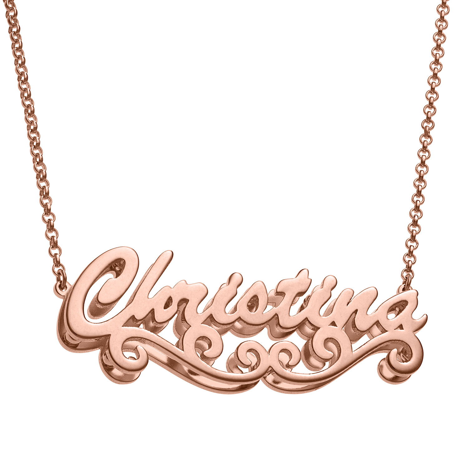 Personalized 14K Rose Gold Plated Double Nameplate Necklace