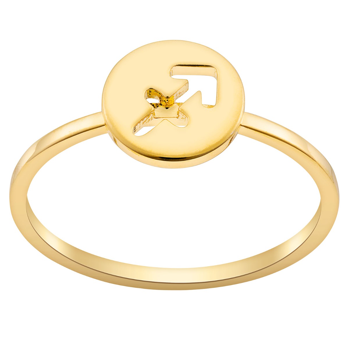 14K Gold over Sterling Cutout Disc Zodiac Sign Stack Ring