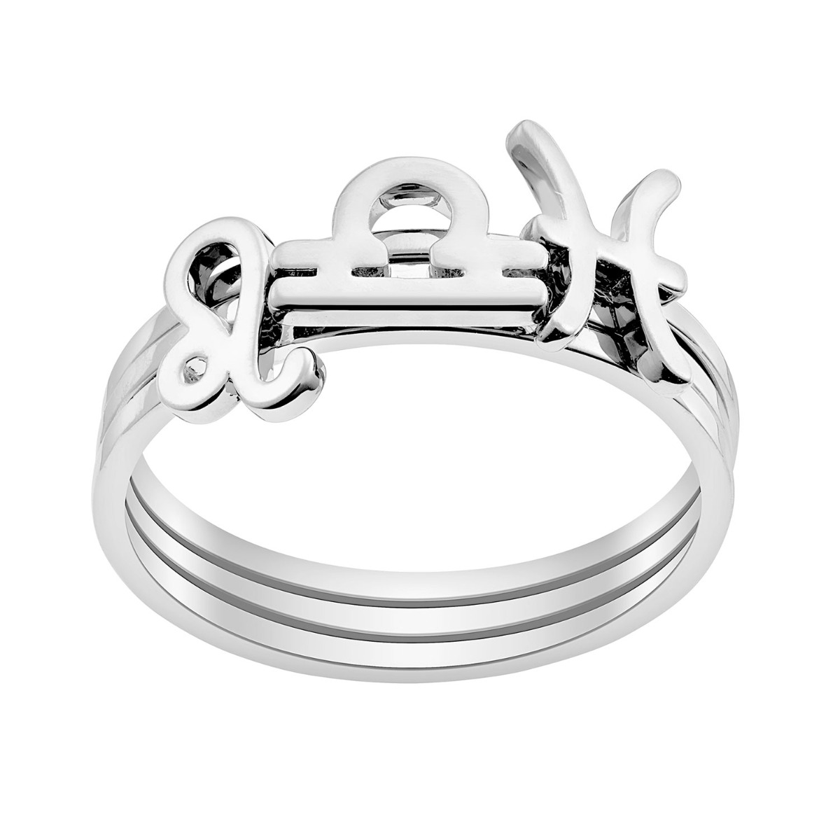Sterling Silver Cutout Zodiac Stack Ring Set of 3