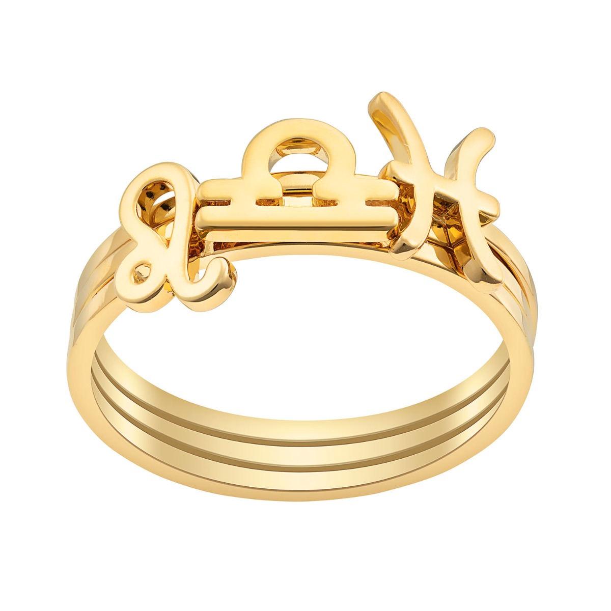 14K Gold over Sterling Cutout Zodiac Stack Ring Set of 3