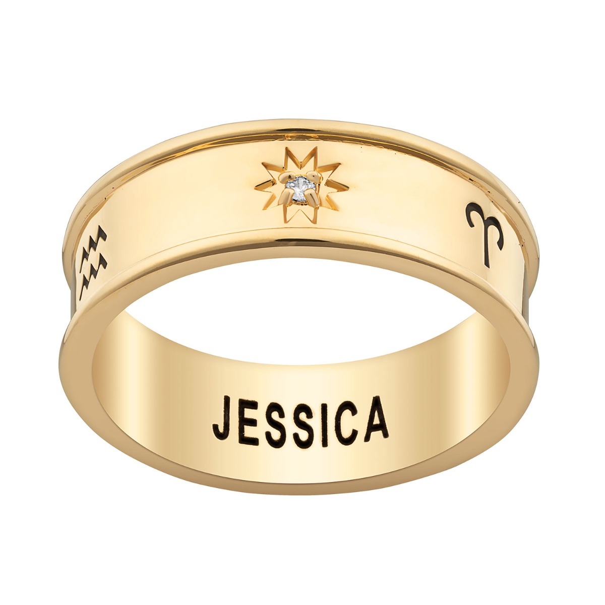 14K Gold Plated Zodiac Band Ring