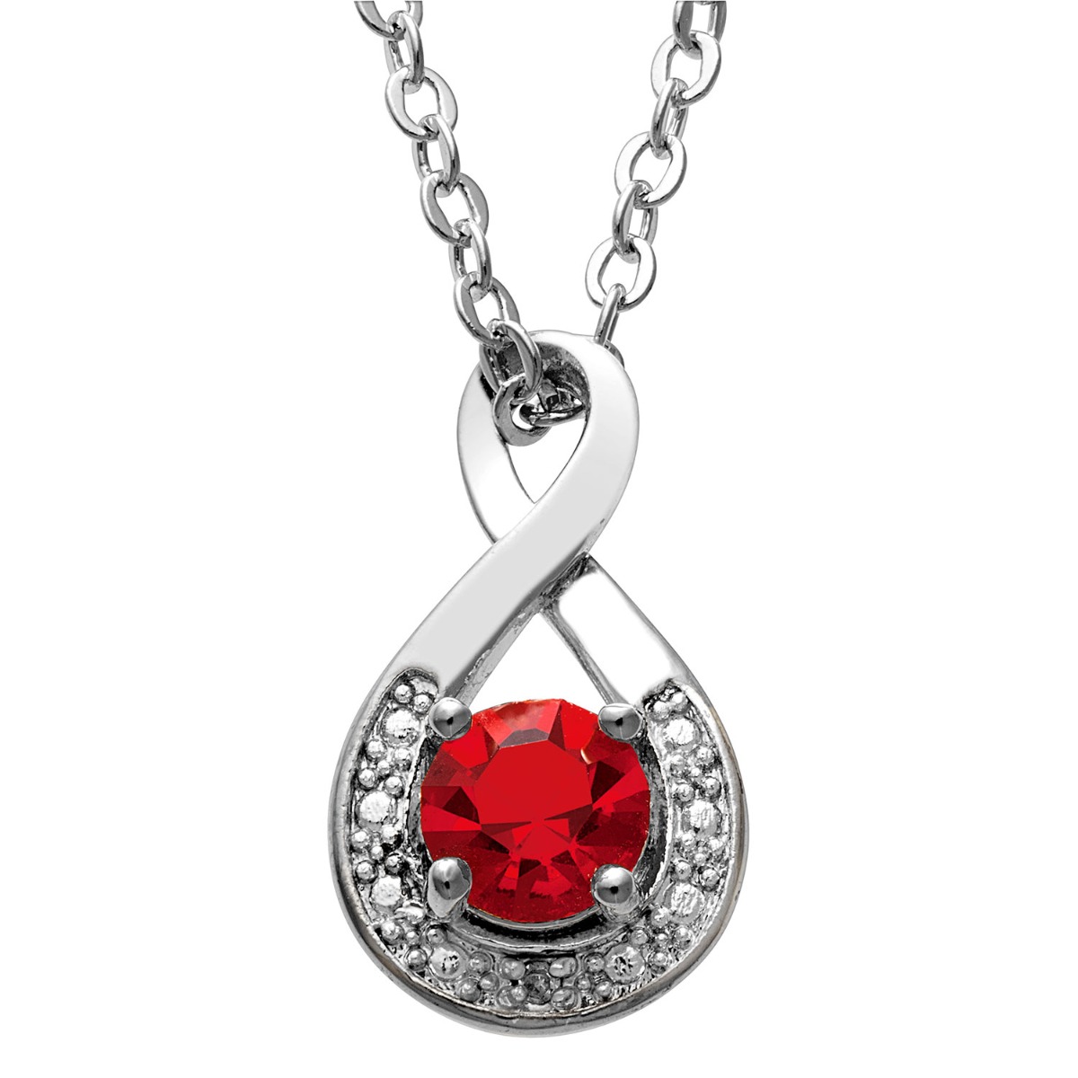Silver Birthstone Necklace with Diamond Accents