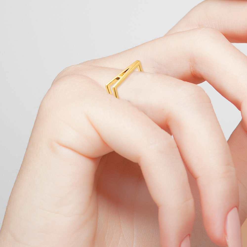 14K Gold Plated Bold Horizontal Initial Ring 