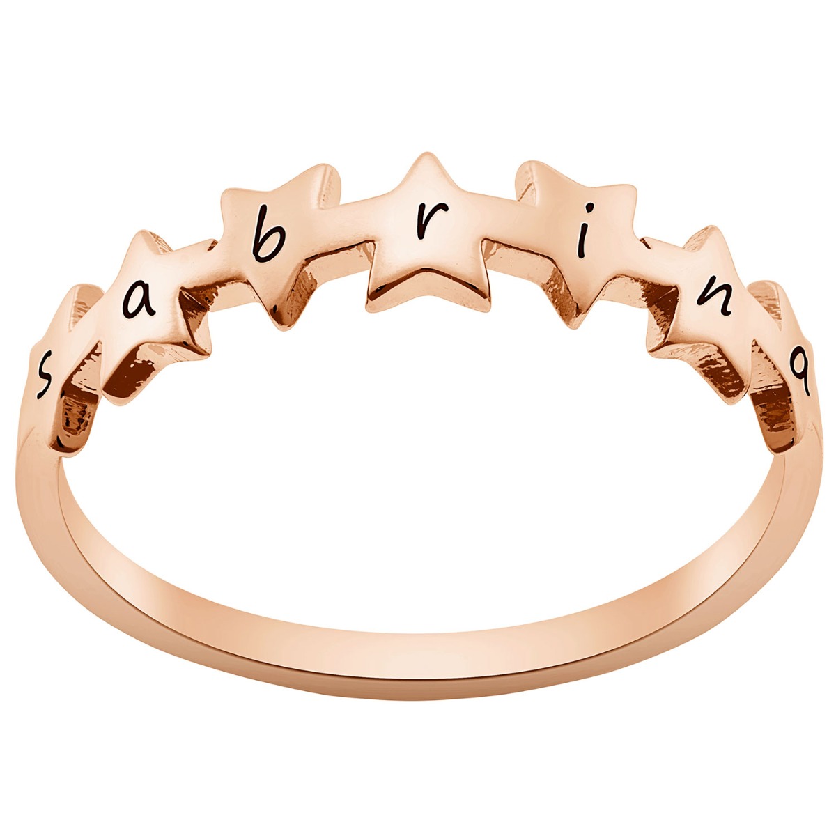 Sequence of Stars 14K Rose Gold Plated Name Ring